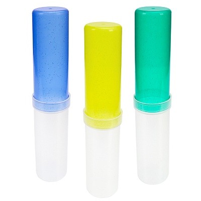 Пенал -тубус прозрачный+цветной с блестками (ПМ-2065) пластик, 3 цвета МИКС